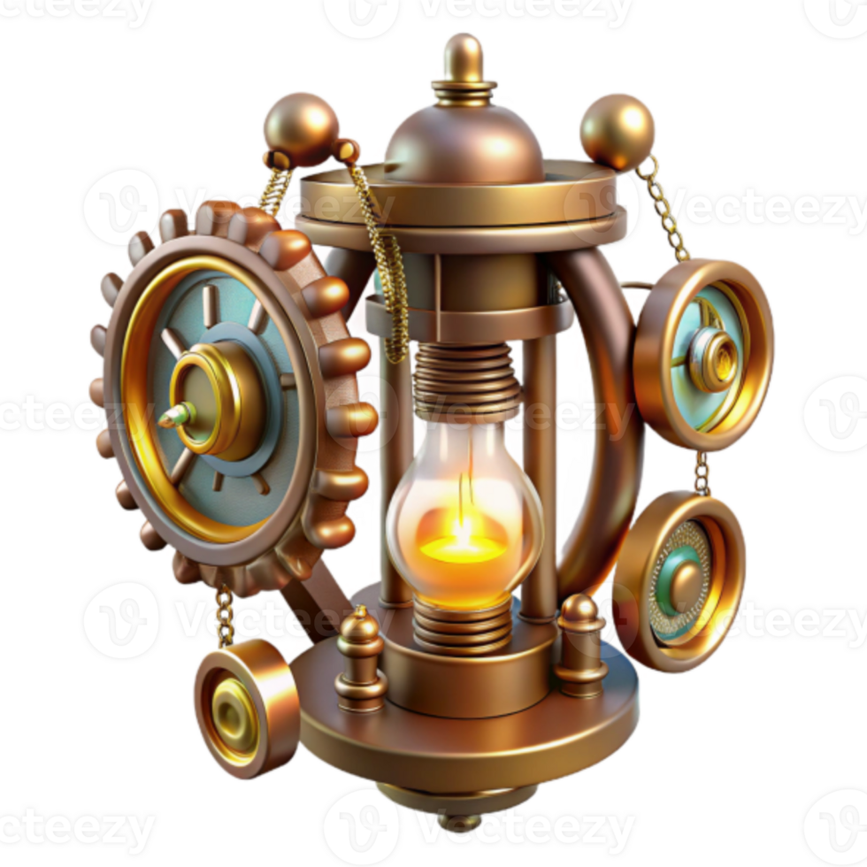 Steampunk Model Illuminated Gear Mechanism Illustration png