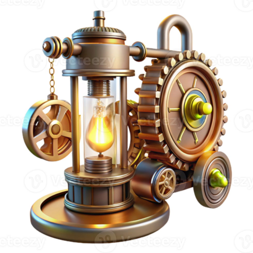 Steampunk Gear Lightbulb Illustration Cogs, Gears, and Victorian-Era Illumination png