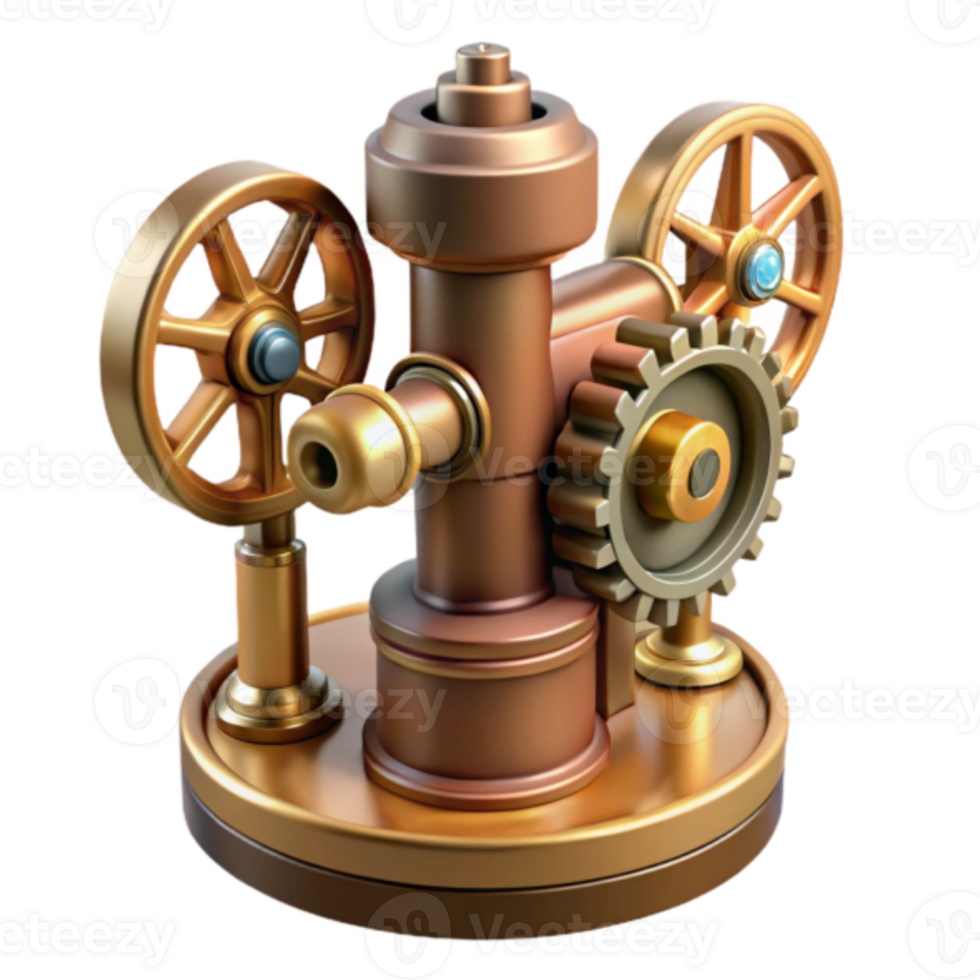 Steampunk Gear Mechanism Illustration Intricate Bronze and Gold Cogs, Wheels, and Pipes png