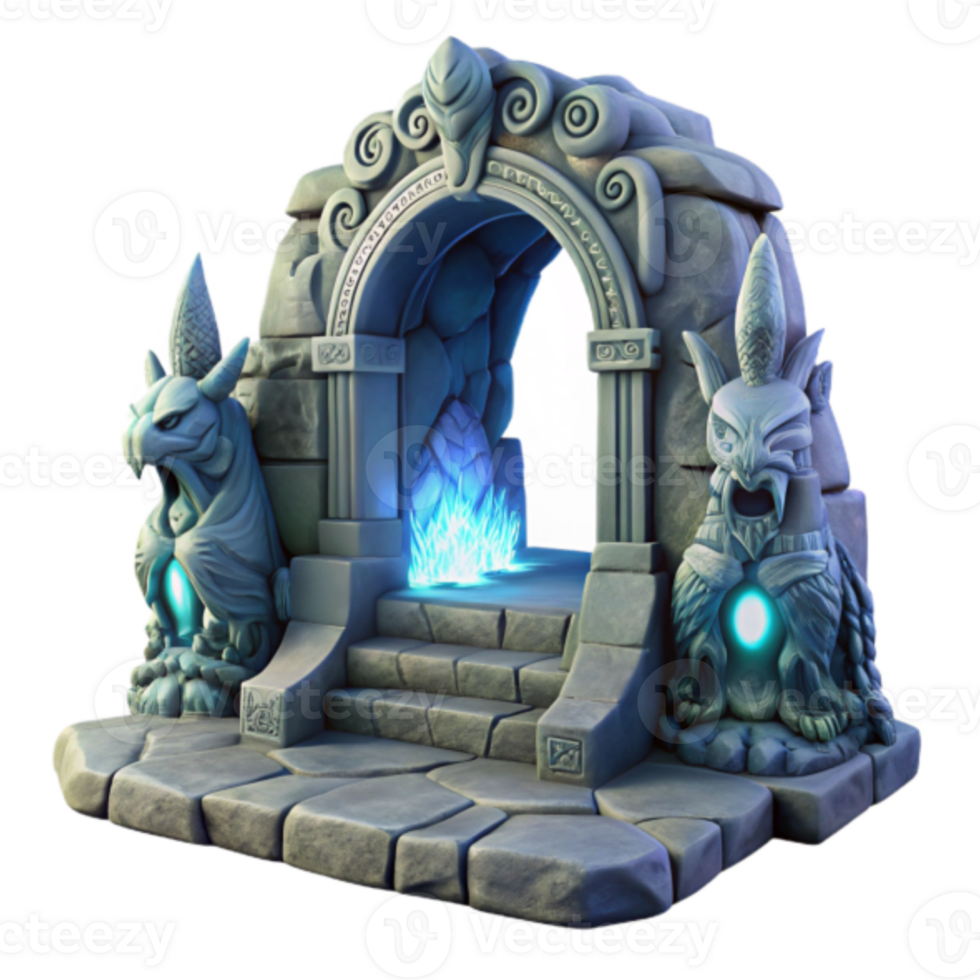 Mystical Stone Archway Render Fantasy Game Asset png