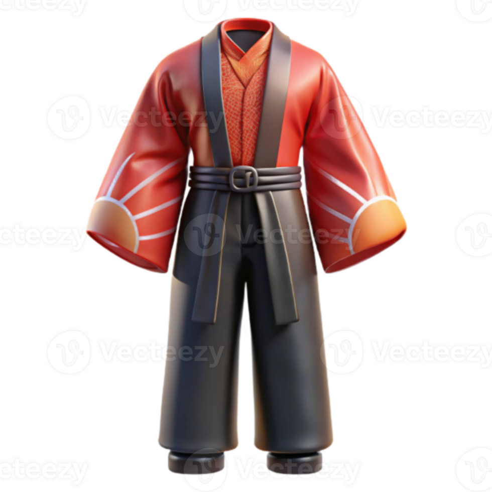Render of Traditional Asian Clothing Sun Design png