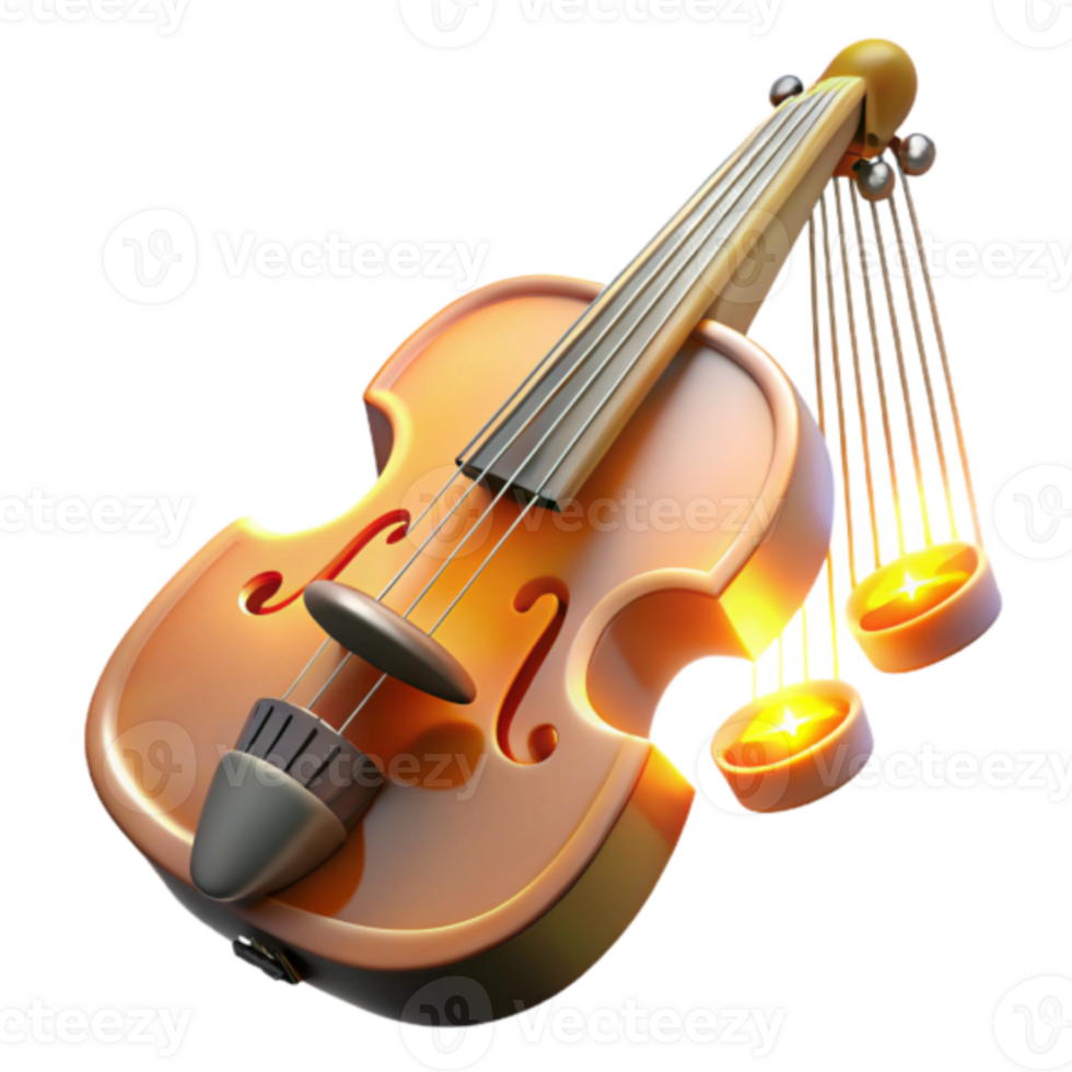 Render of a Violin with Glowing Candles Illustration png