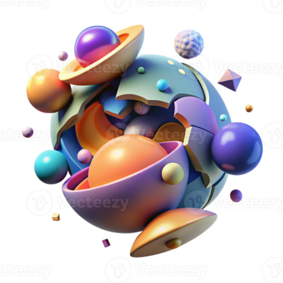 Vibrant Abstract Sphere Illustration Colorful Spheres and Geometric Shapes Composition png