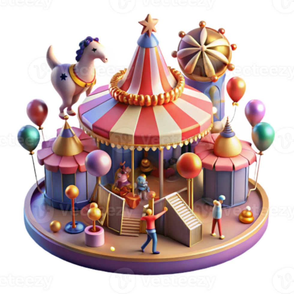 Whimsical Render of a Fairytale Carousel Illustration png