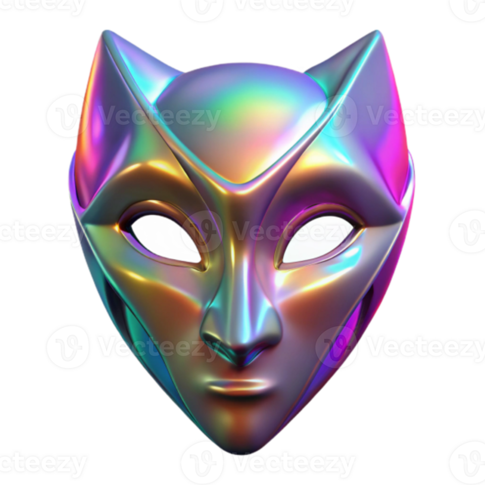 Iridescent Render of a Feline Mask png