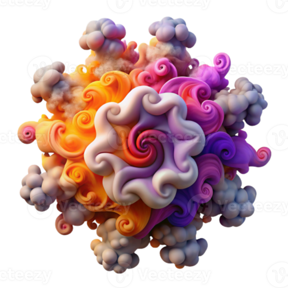 Whimsical Render of Colorful Swirling Clouds Abstract Background Image png