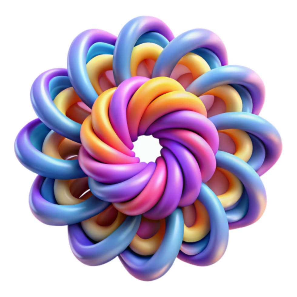 Vibrant Rainbow Render Abstract Flower Illustration png