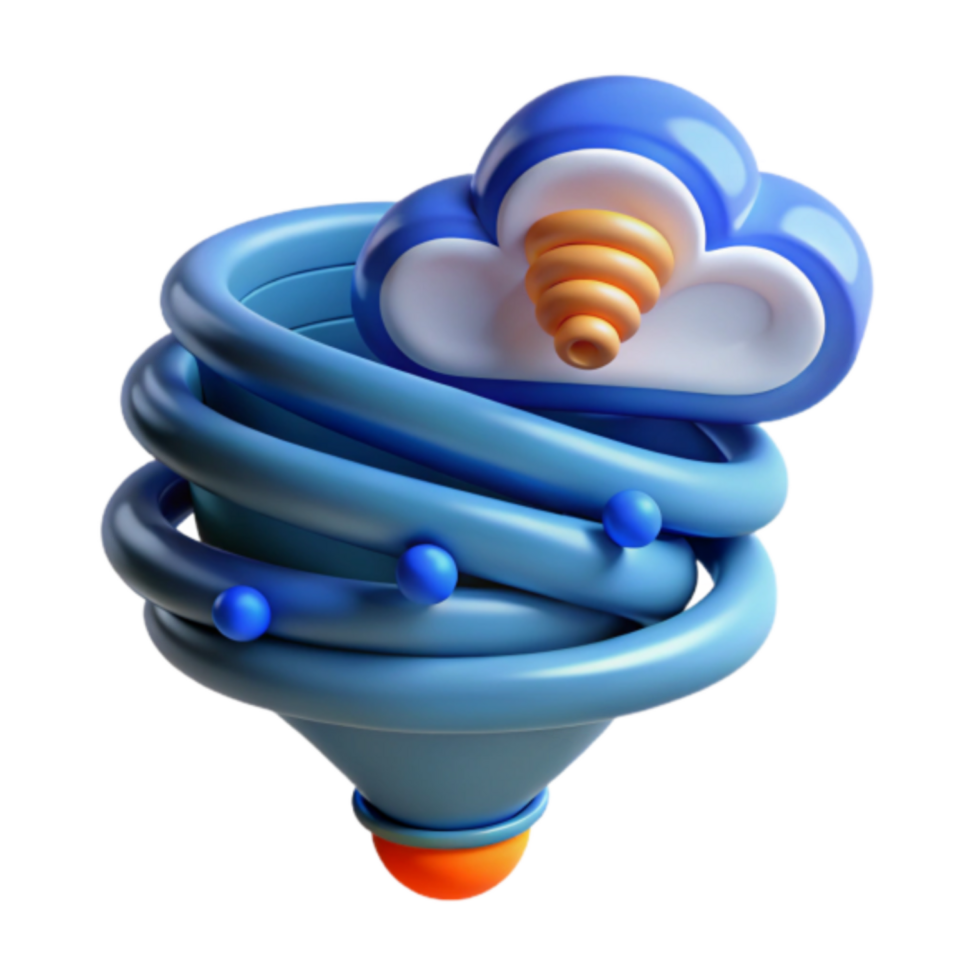 Whimsical Render of a Swirling Vortex and Cloud png