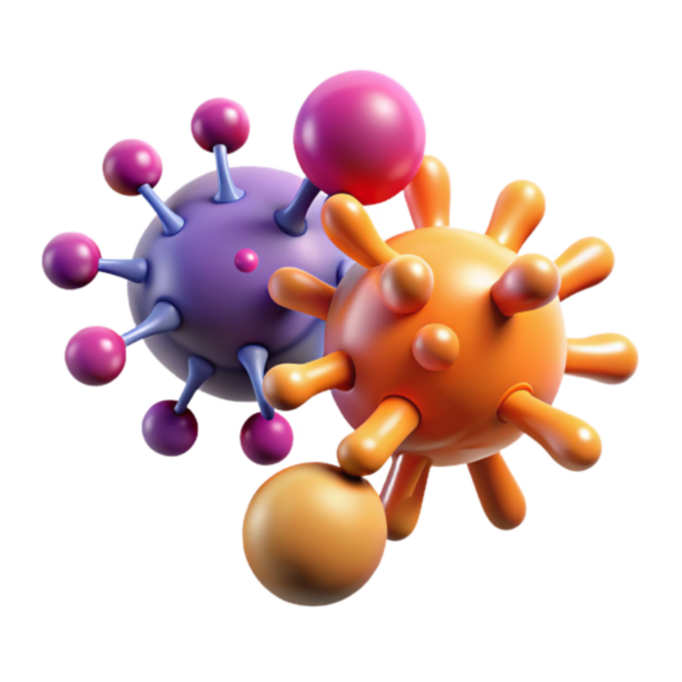 Colorful Virus Illustration Molecular Structure, Microbiology Graphic png