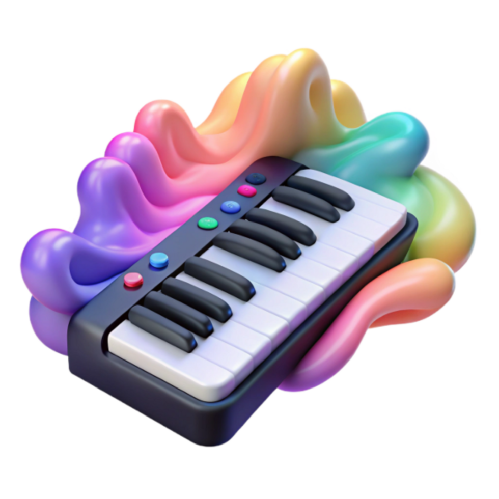 Render of Mini Keyboard with Colorful Abstract Background png