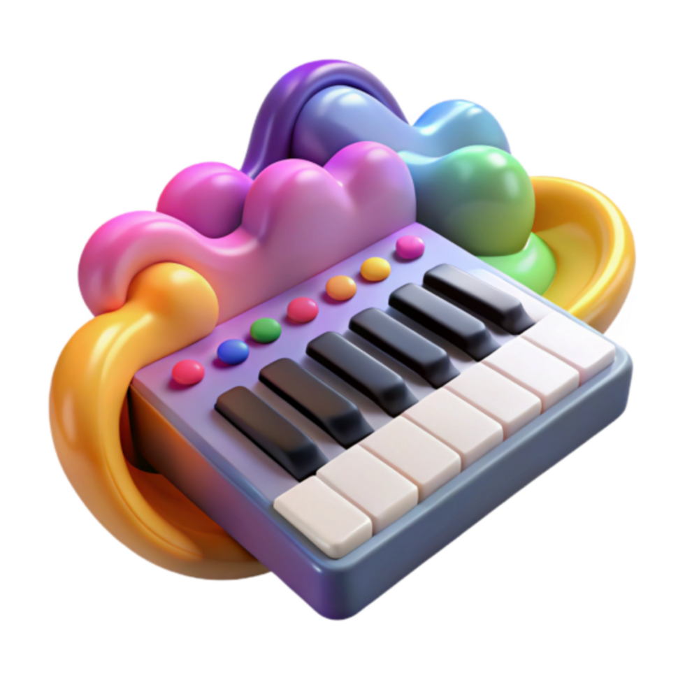 Playful Keyboard Render, Colorful Abstract Music Instrument Illustration png