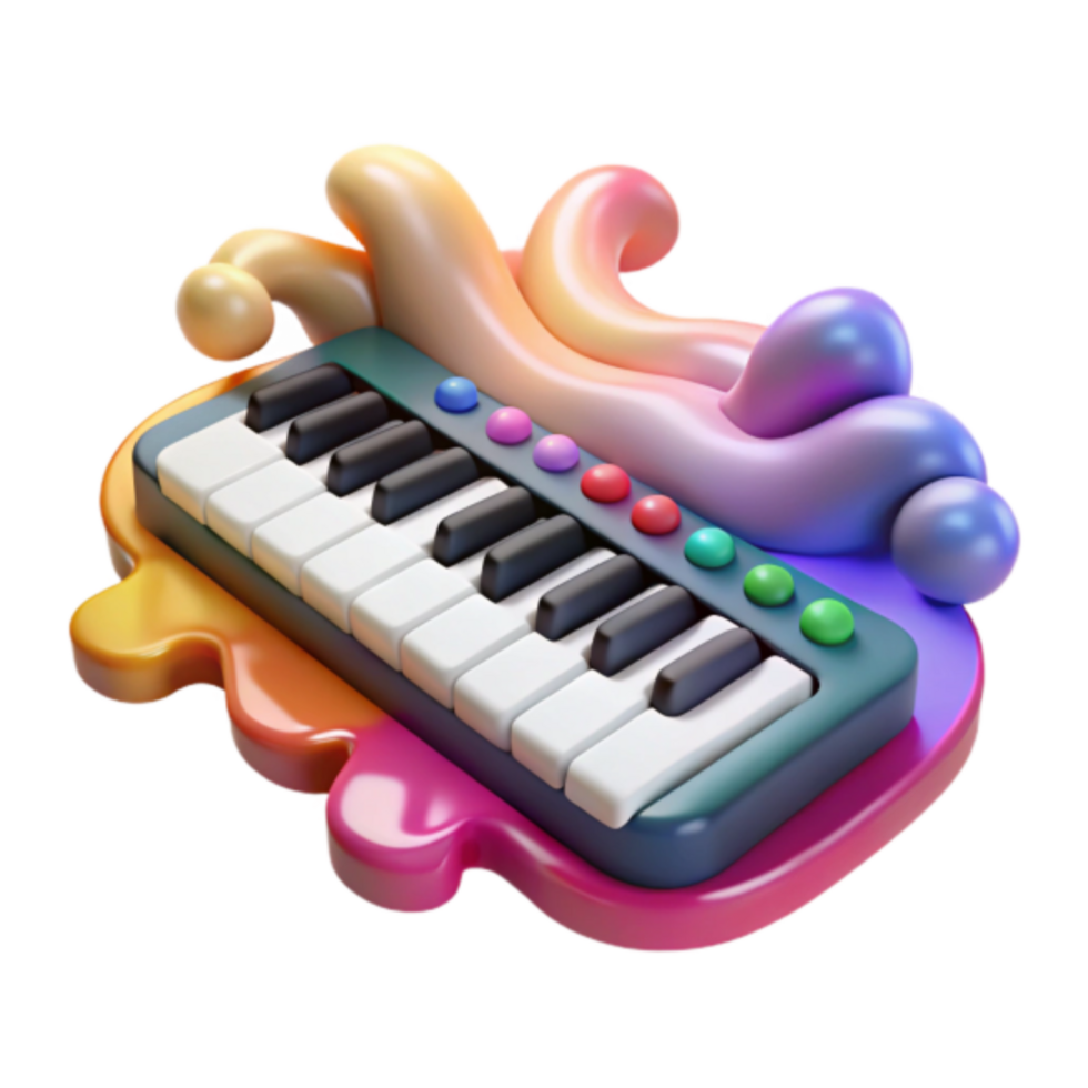 Colorful Render of a Keyboard with Abstract Rainbow Splashes png