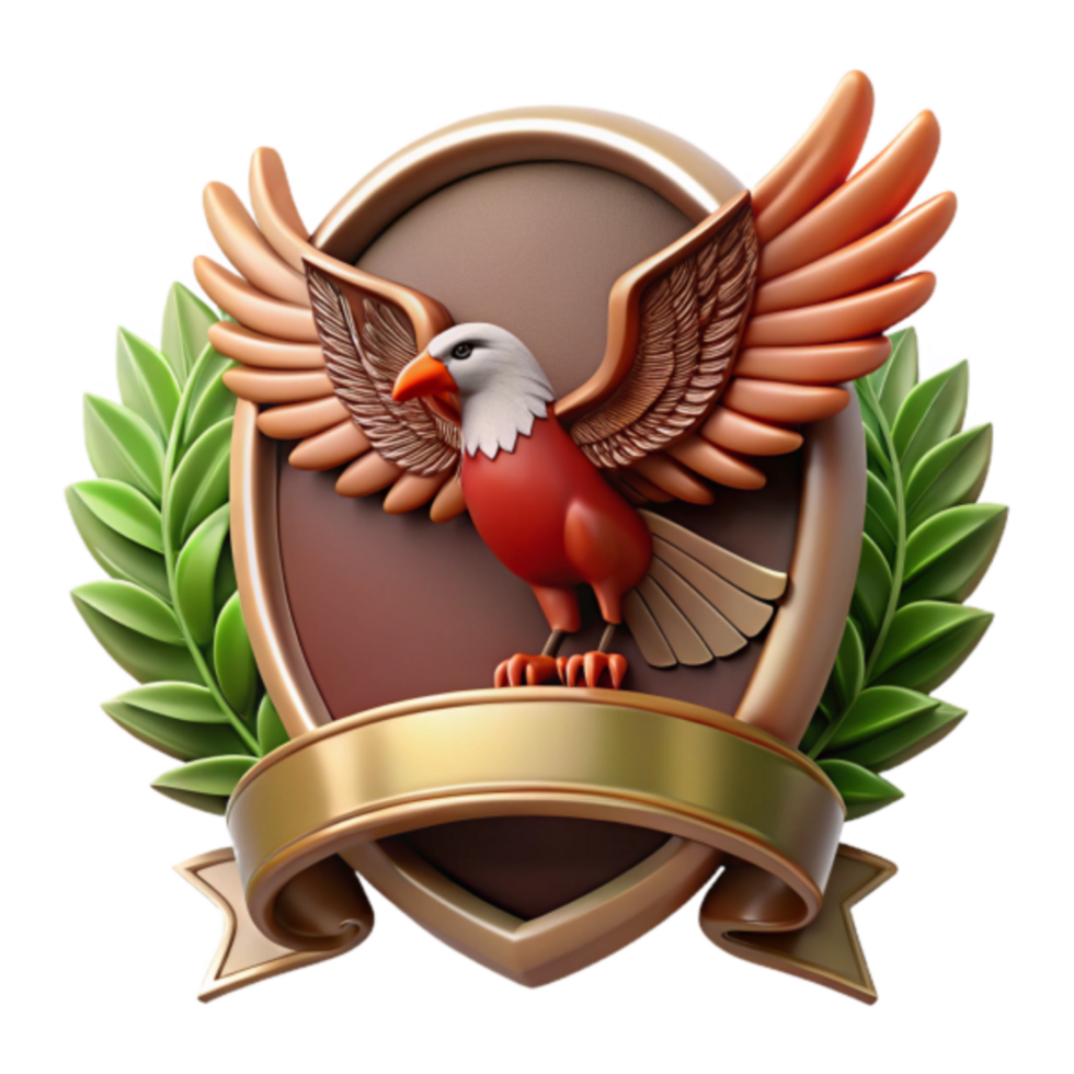 3D Render of an Eagle Emblem with Laurel Wreath png