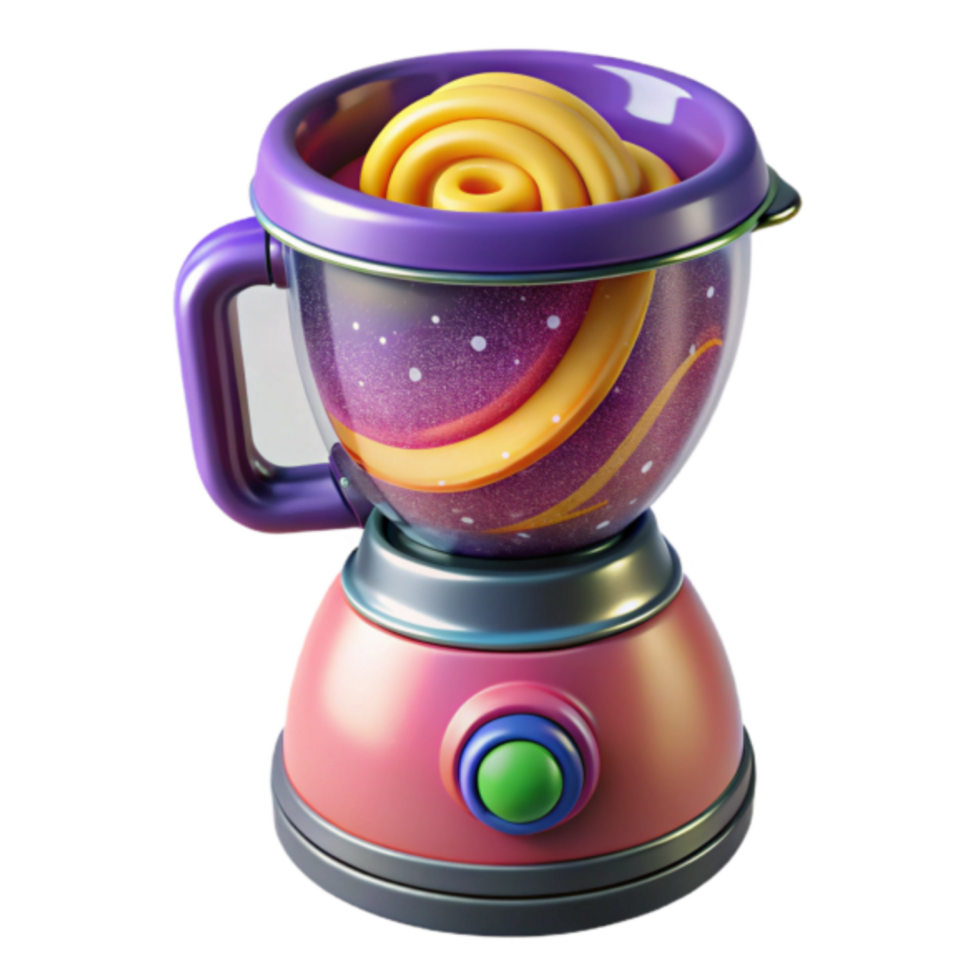 Whimsical 3D Blender Illustration Cosmic Smoothie Galaxy Colors png