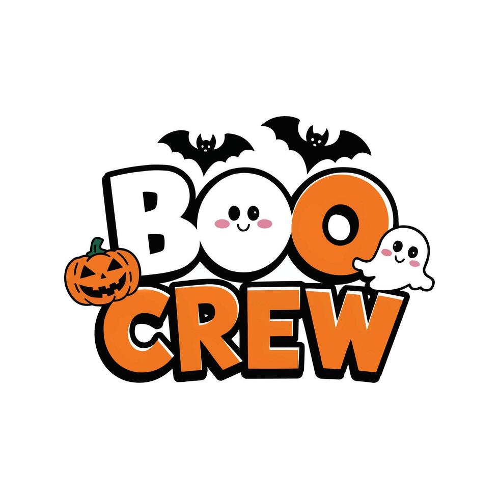 Boo Crew funny cute Halloween T-Shirt, white background vector