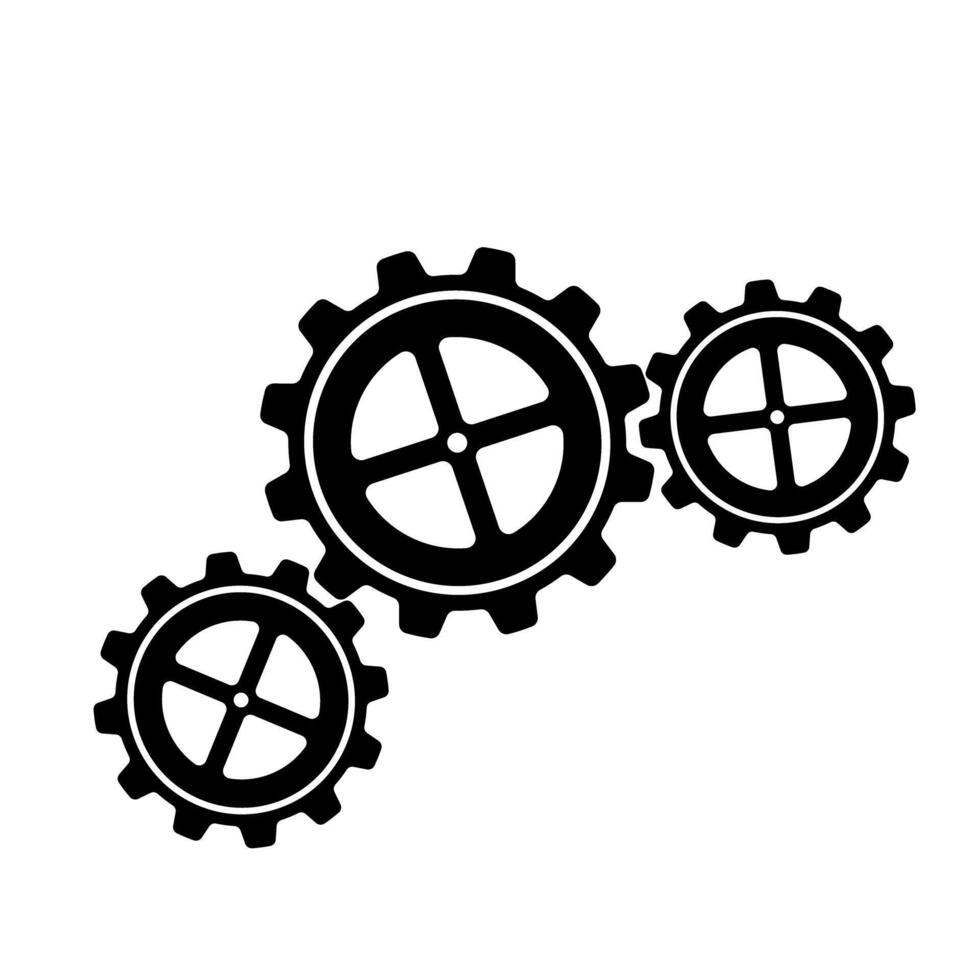 Cogs Gear Wheels Machine Mechanism illustration silhouette Icon vector