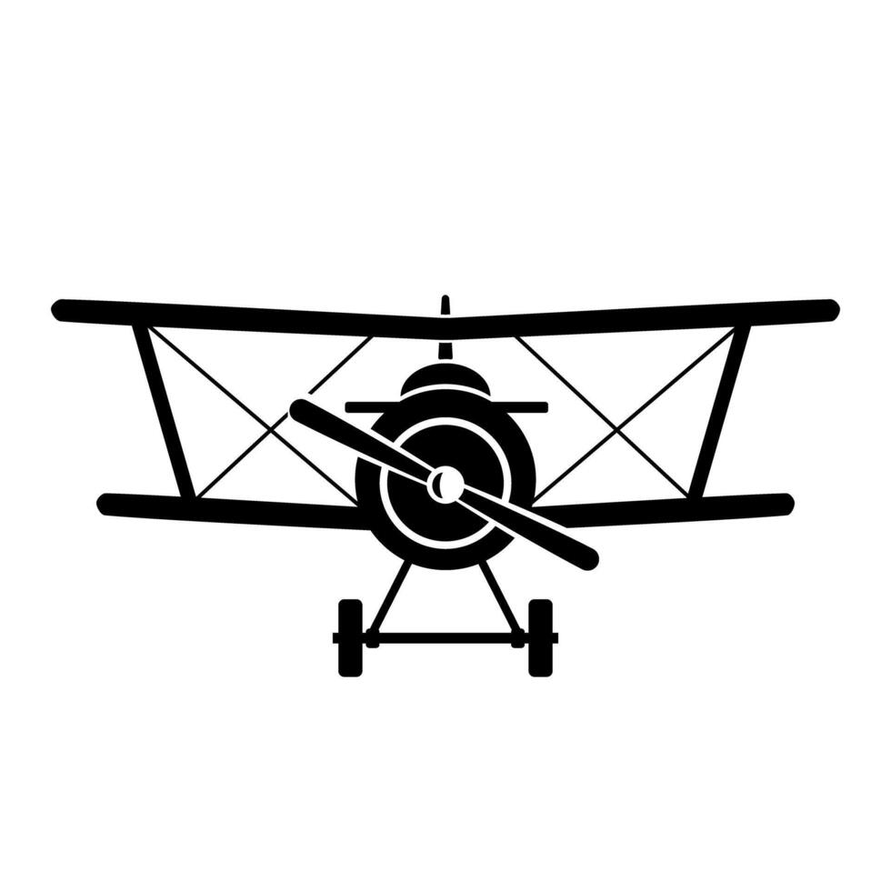 Old Biplane Icon Illustration Silhouette vector