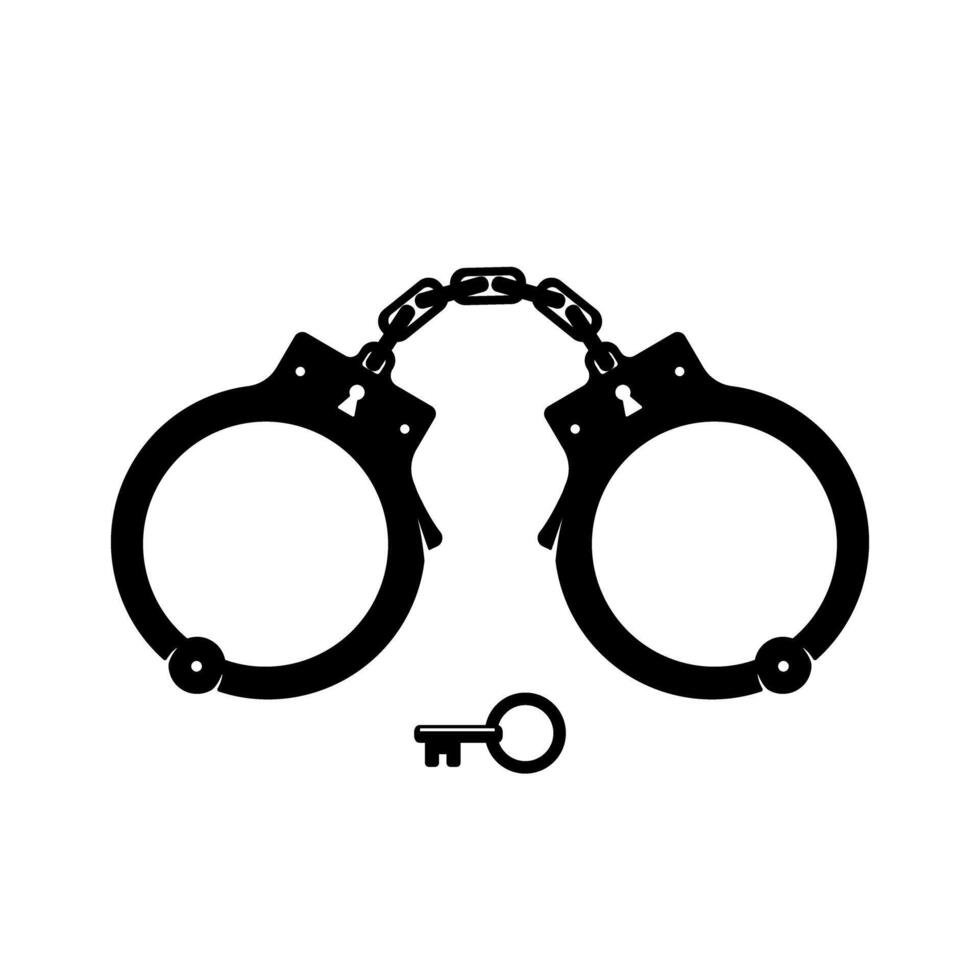 Police Handcuffs With Key Illustration silhouette Icon vector