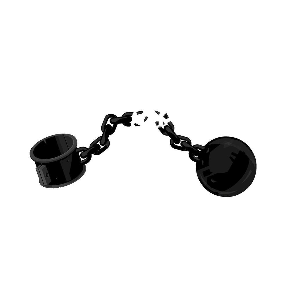 Freedom Broken Prisoner Leg Iron Ball and Chain icon illustration Silhouette vector
