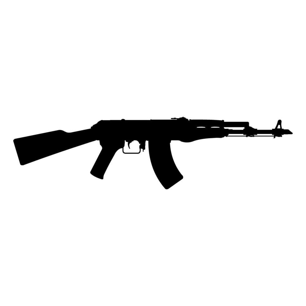 Kalashnikov AK47 Machine Gun Assault Riffle Black Silhouette Concept Illustration Icon vector