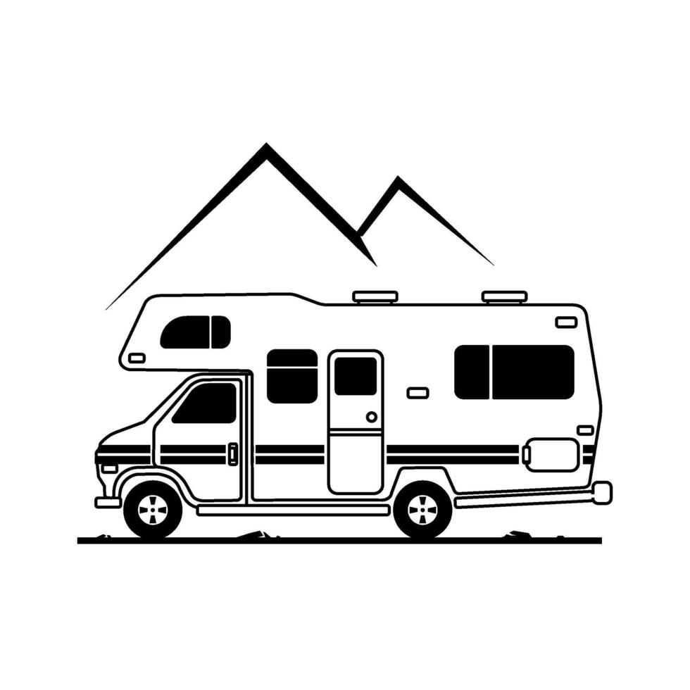Camper Van Motor Home Icon - Camping Concept Illustration vector
