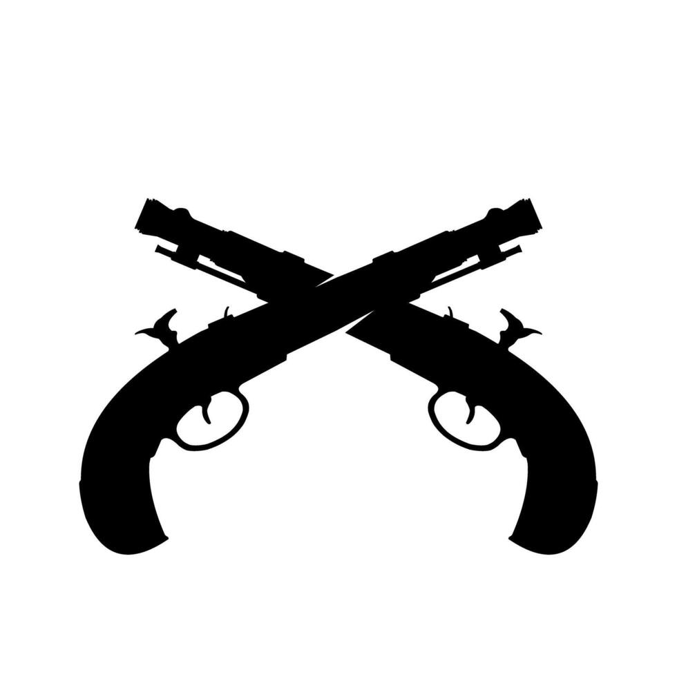 Crossed Flintlock Muskets Illustration Symbol Retro Weapon Concept vector