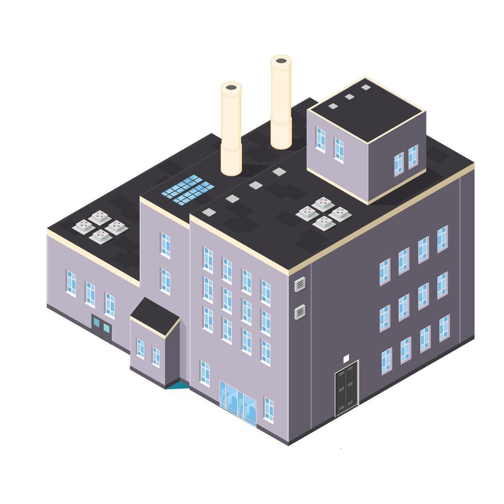 Isometric Industrial Factory Power Station Generation Illustration Concept Icon vector