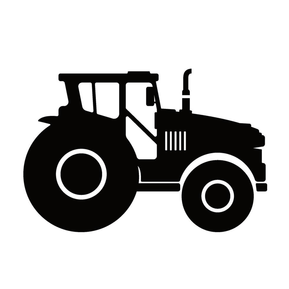 Tractor Icon Farm Equipment Illustration Black Silhouette Design vector