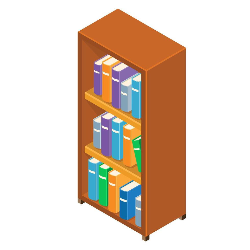 Isometric Bookshelf Illustration Color Concept vector