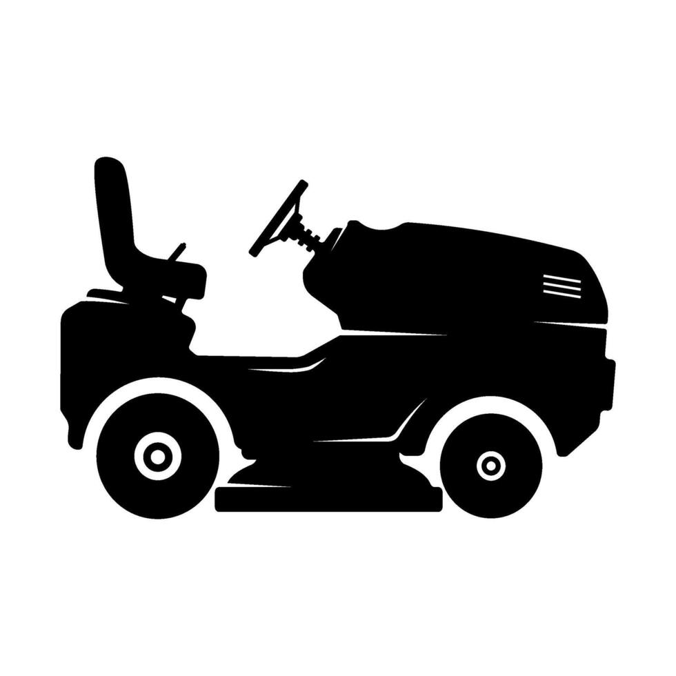 Ride on Lawnmower Illustration Black Silhouette Design vector
