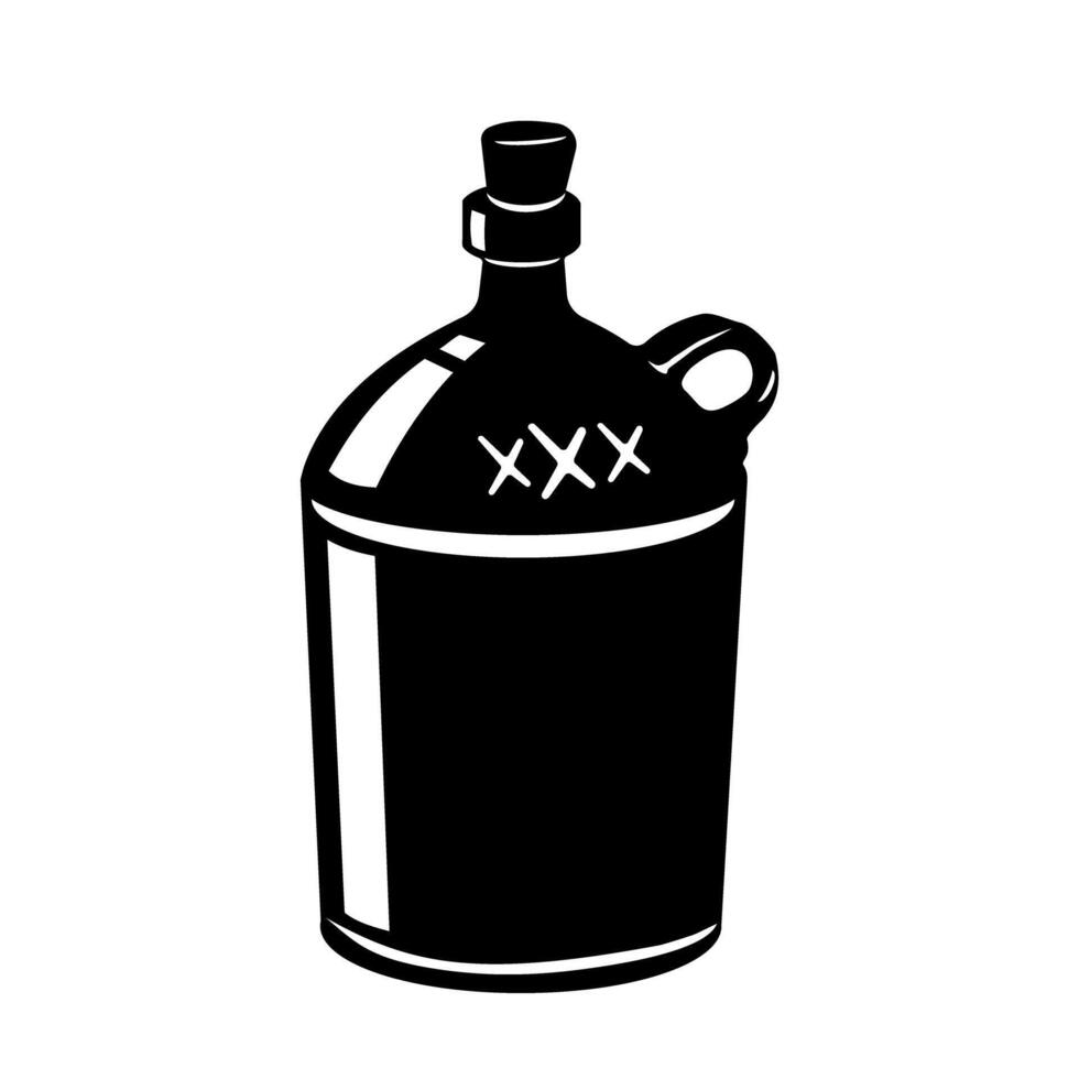 Retro Hard Liquor Jug icon Illustration of a Moonshine hard liquor jug silhouette Icon vector