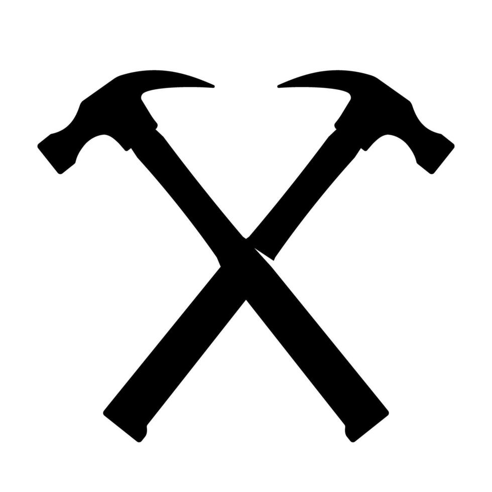 Crossed Claw Hammers Icon Illustration Silhouette Black vector