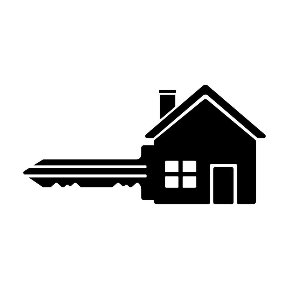 New Home House Key Concept Icon Illustration Silhouette vector