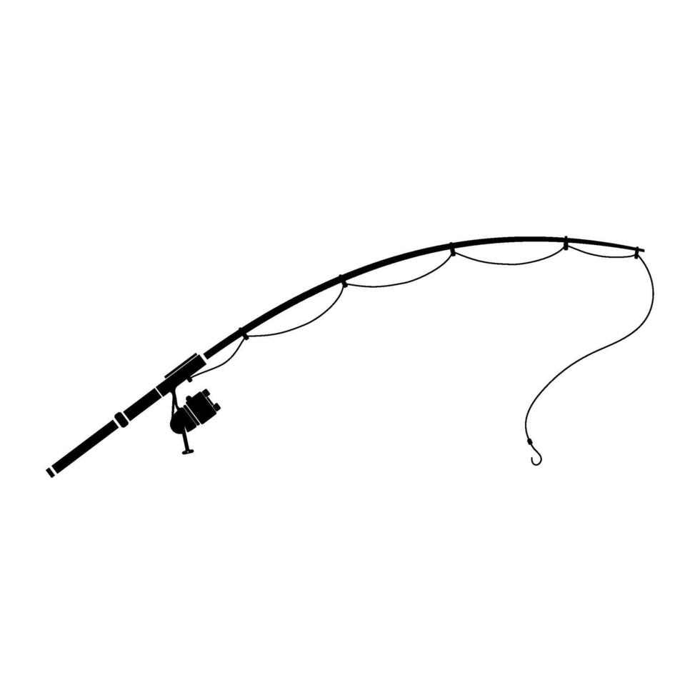 Angling Fishing Rod Icon Illustration Black Silhouette Design vector
