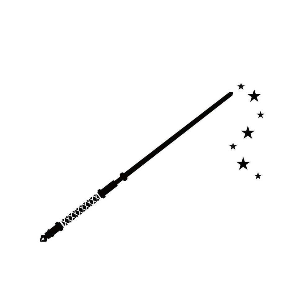 Fantasy Magic Wand Spell Casting Magical Icon Illustration Black Silhouette vector
