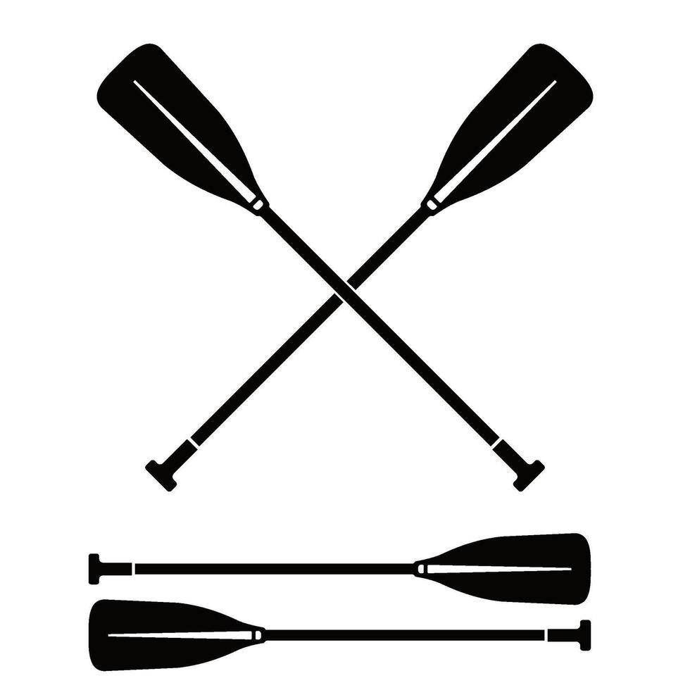 Crossed Paddle Oars water activity Clapperboard Icon Illustration Silhouette vector
