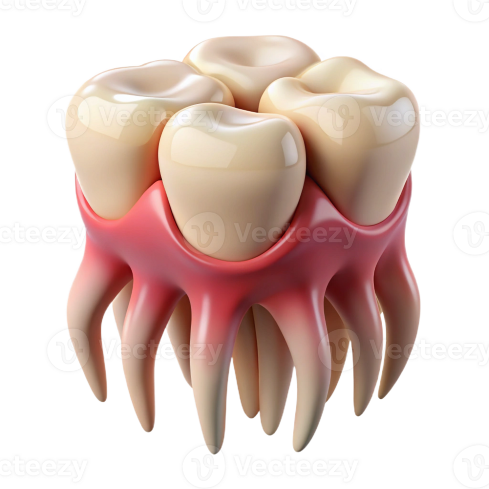 3D tooth design with healthy gums png