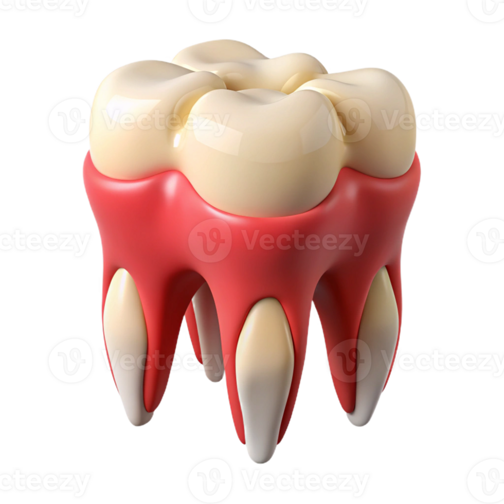 visual of a tooth with pink gum coverage, png