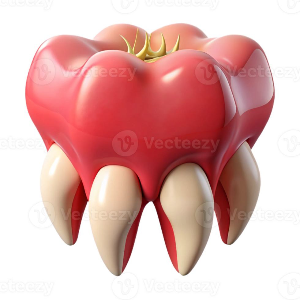 3D depiction of a healthy tooth with a clean gumline, shiny enamel, and lifelike shadows, ideal for medical diagrams png