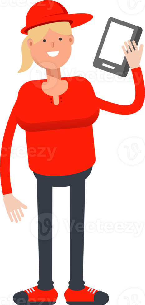 Girl Character Talking on Smartphone png