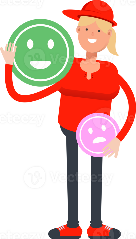 Girl Character and Emoticon Sign png