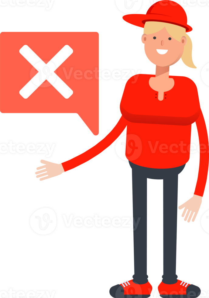 Girl Character and Wrong Mark png