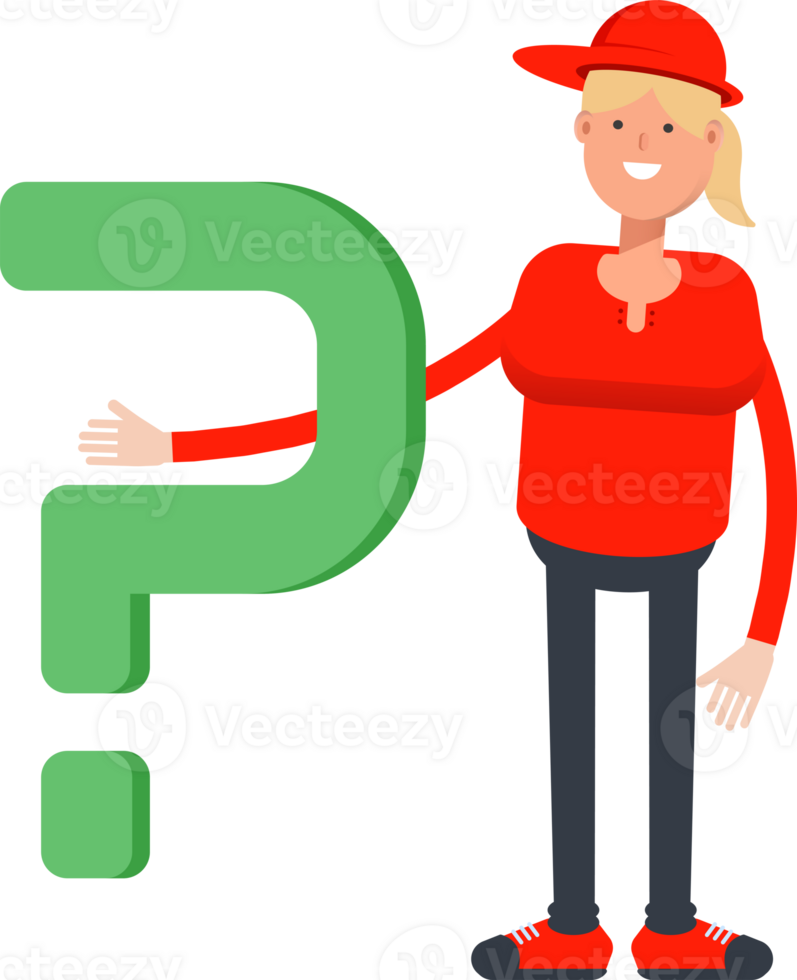 Girl Character and Question Mark png