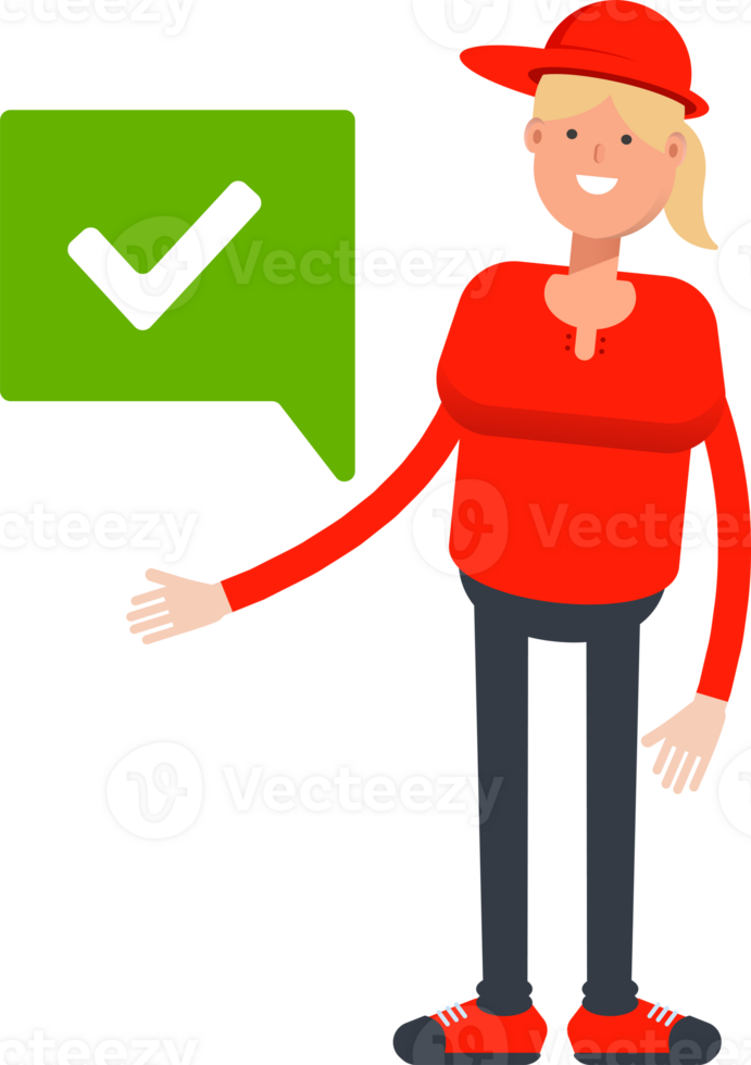 Girl Character and Check Mark png
