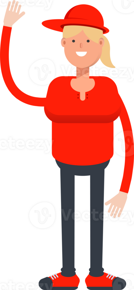 Girl Character Raising One Hand png