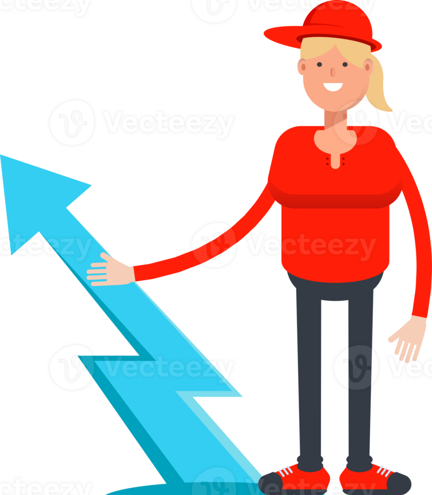 Girl Character and Arrow Chart png