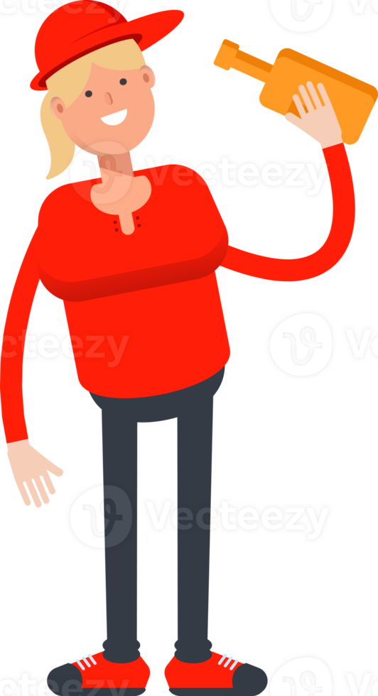 Girl Character Drinking Beer png