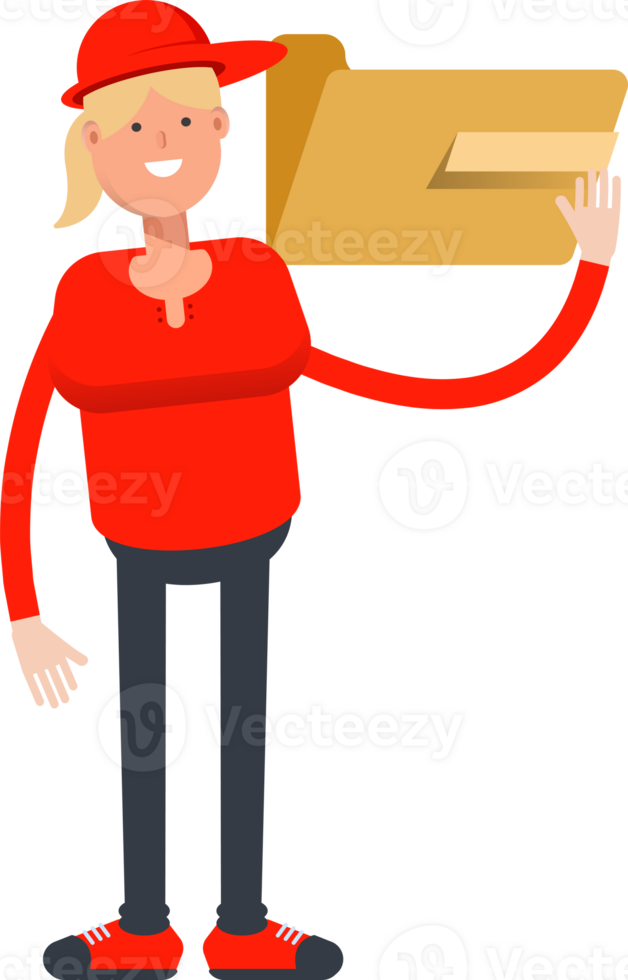 Girl Character Holding Folder png