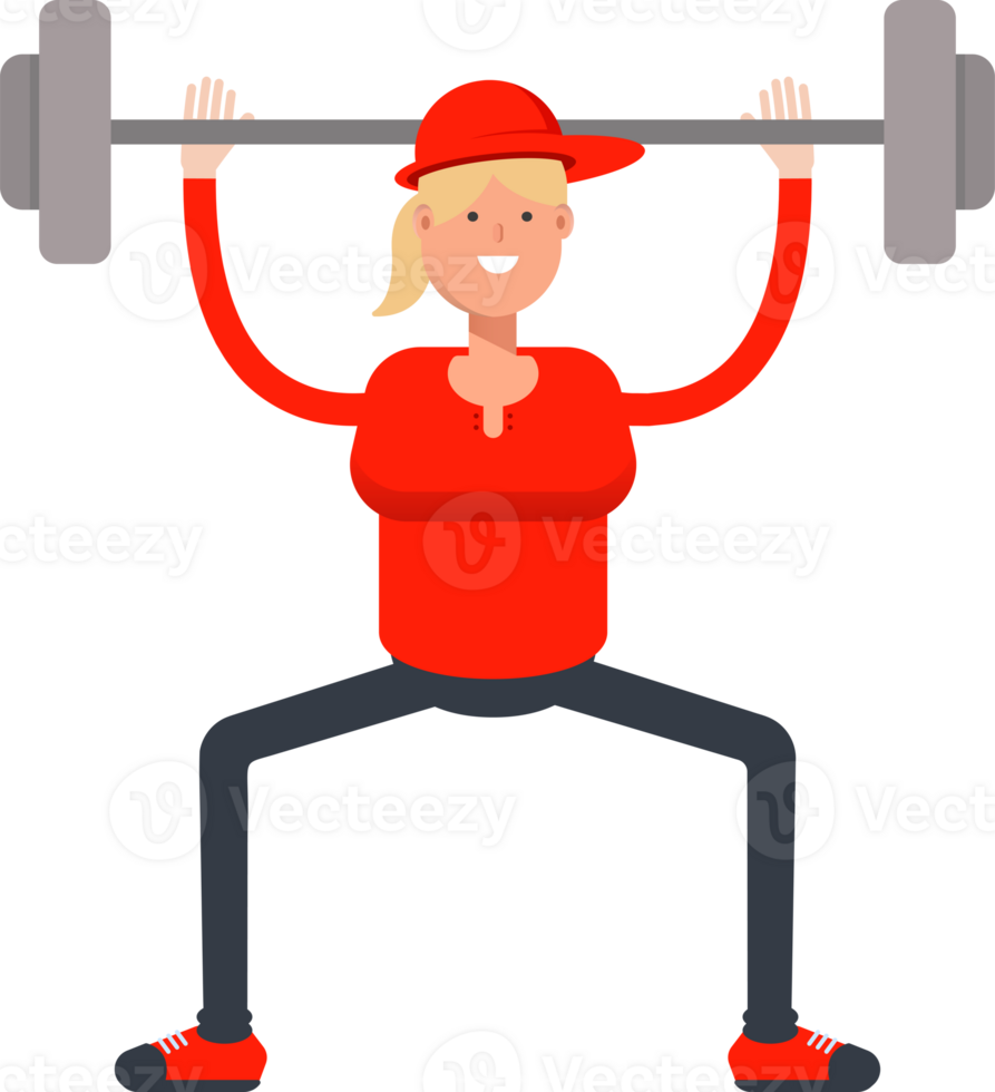 Girl Character Lifting Barbell png