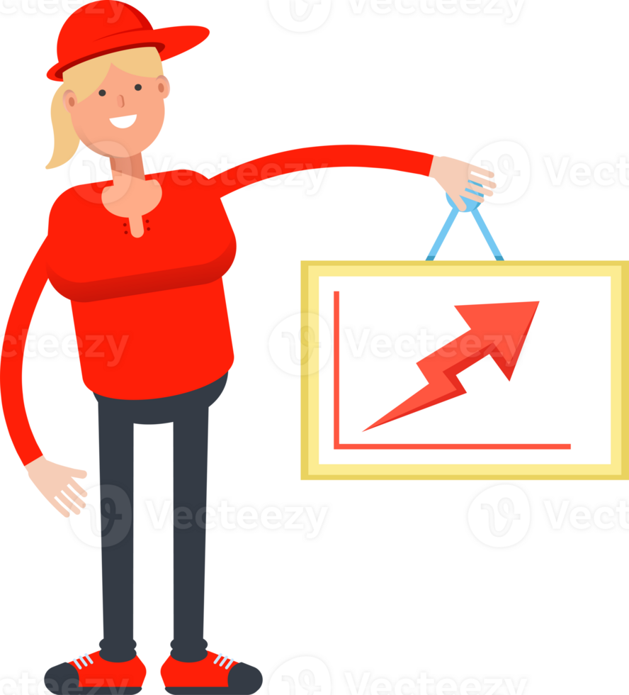 Girl Character Holding Arrow Chart png